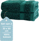 Faire taire. serviette d'invité Living Hush Living - lot de 2 - 33×50 cm - 100% coton - qualité lourde 500g m2 - bordure élégante et boucle de suspension - vert foncé