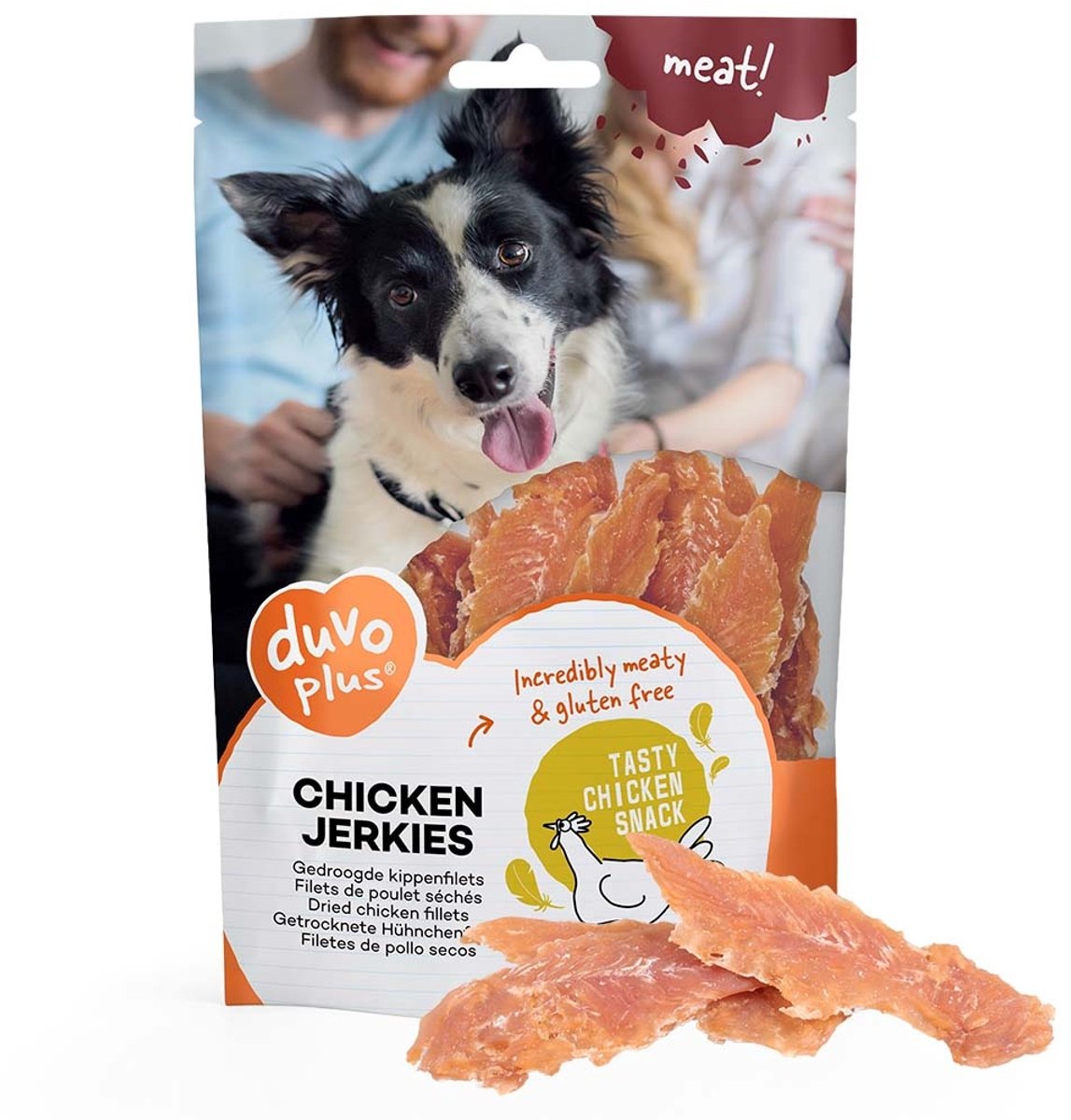 Duvo plus viande ! friandises de poulet jerkies pour chiens 1 kg