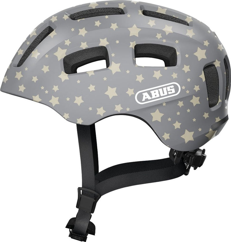 Casque de vélo Abus youn-i 2.0 - avec lumière pour enfants, adolescents et jeunes adultes - pour filles et garçons - gris avec motif étoile, taille s