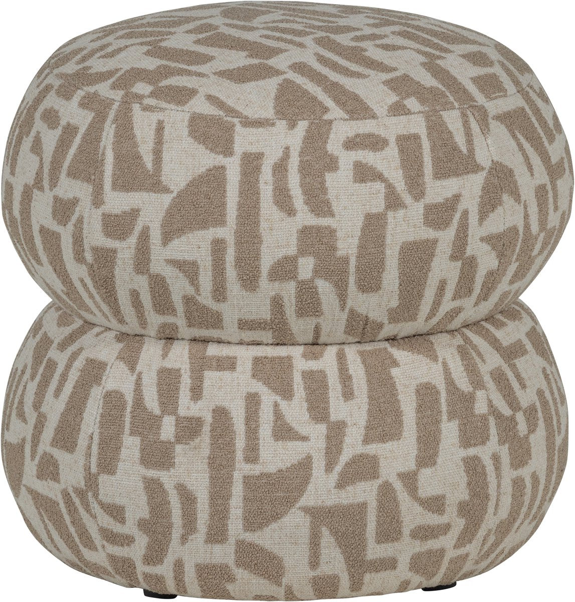 Pouf anic Woood - polyester - motif graphique - sable - 40x43x43