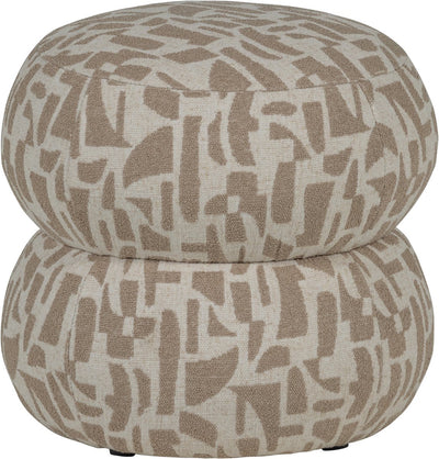Pouf anic Woood - polyester - motif graphique - sable - 40x43x43
