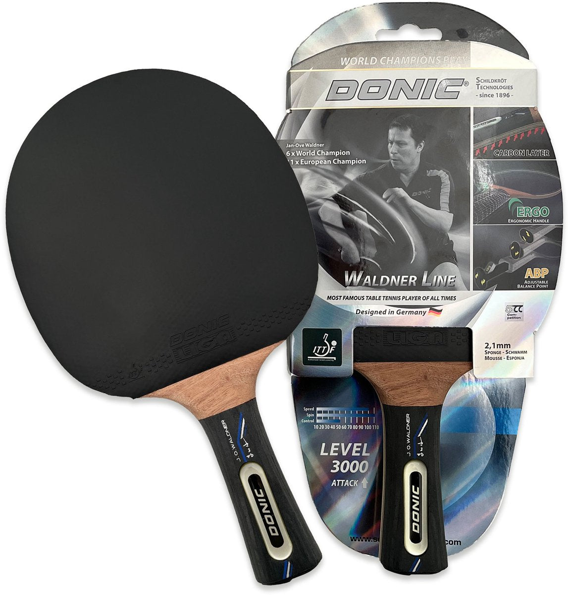 Donic Schildkröt raquette de tennis de table Waldner 3000 attaque noir