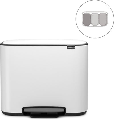 Poubelle Brabantia bo - 3 x 11 litres - tri sélectif - blanc