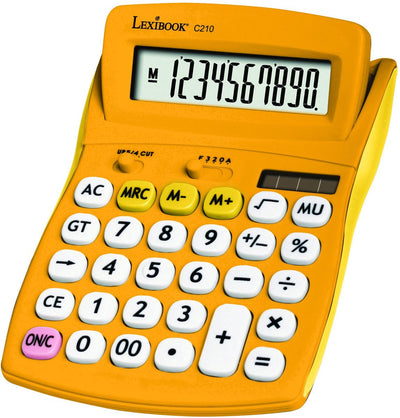 Calculatrice de poche Lexibook jaune à 10 chiffres finition caoutchouc