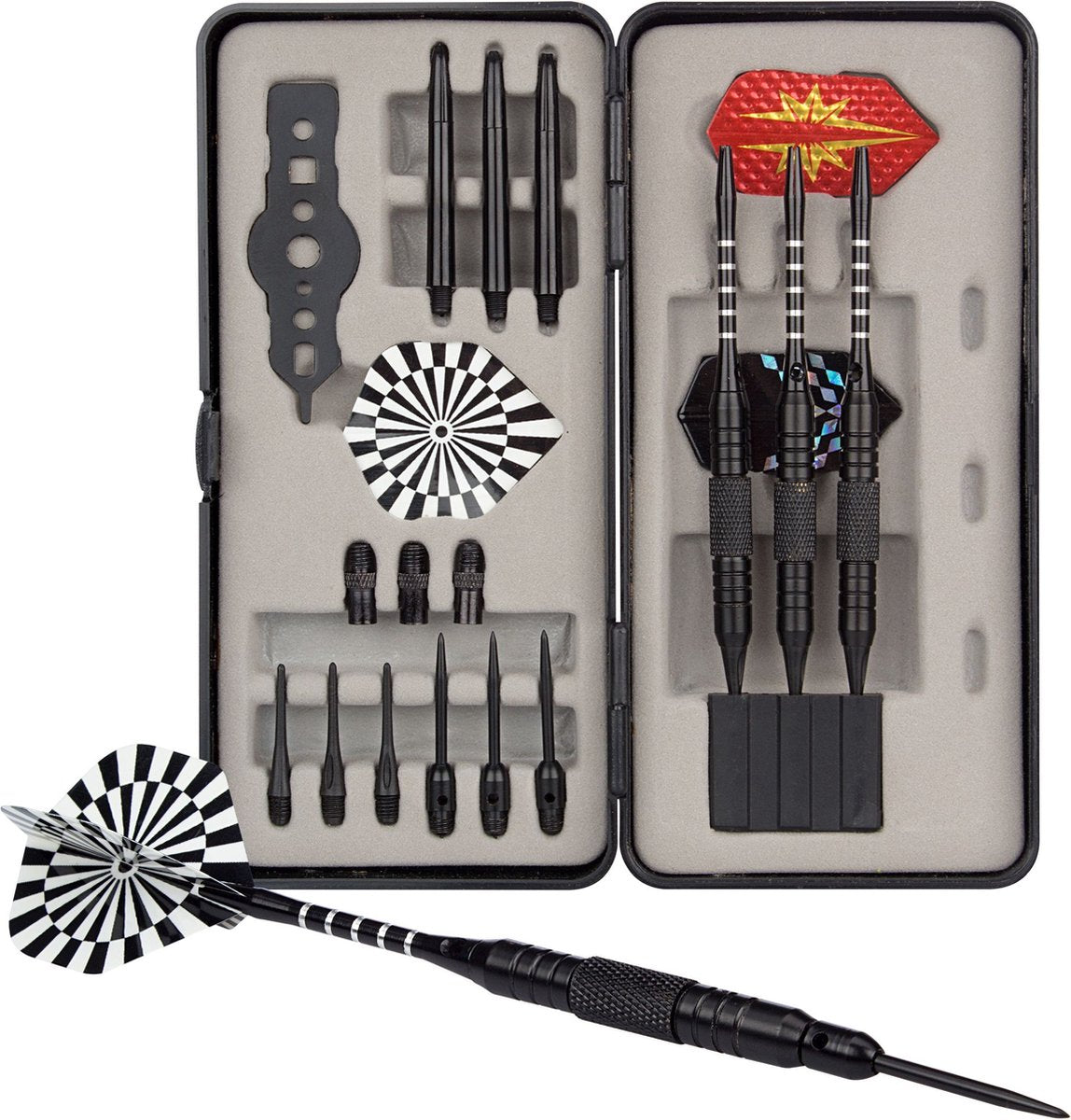 Jeu de fléchettes Abbey Darts - pointe en acier pointe souple - noir - 21