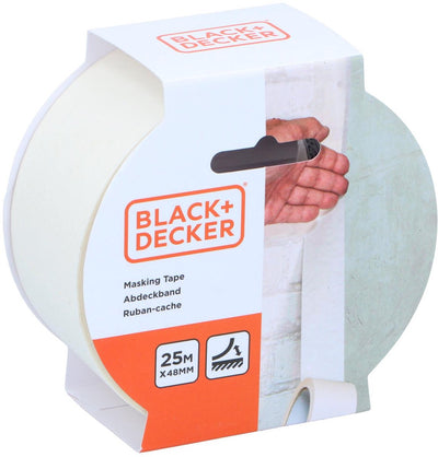 Ruban de masquage Black+decker 48 mm x 25 m - ruban de masquage pour peinture et revêtement - ruban de masquage pour travaux de peinture et masquage