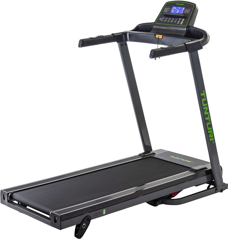 Tapis de course pliable Tunturi cardio fit T35 - ceinture de course avec Bluetooth - 12 programmes d'entraînement - moniteur clair - 0,8 - 16,0 km h - incl. application de formation - certifiée de sécurité par l'UE