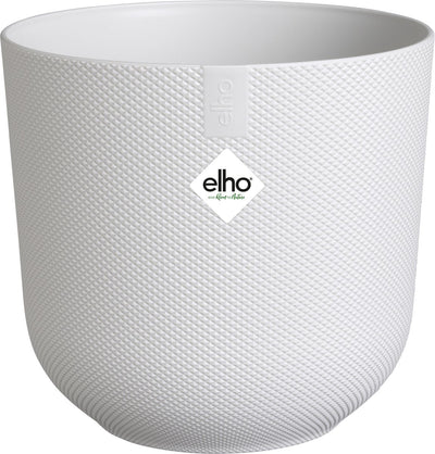 Elho jazz round 23 pot de fleur pour l'intérieur - accessoire de maison en plastique 100% recyclé - ø 23,1 x h 21,5 cm - blanc soie