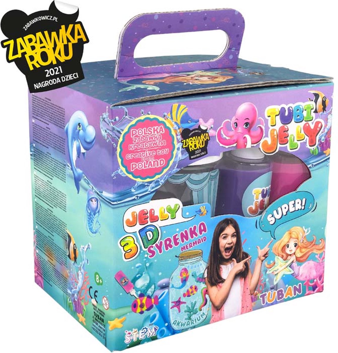 Tuban - set de gelée tubi avec 6 couleurs et petit aquarium – sirène