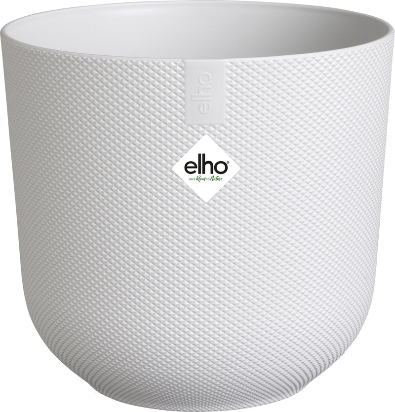 Elho jazz round 23 pot de fleur pour l'intérieur - accessoire de maison en plastique 100% recyclé - ø 23,1 x h 21,5 cm - blanc soie