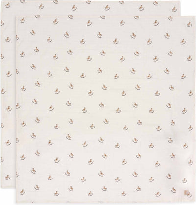 Jollein - tissu hydrophile grand 115x115cm - lange - coton doux - 2 pièces - balade nostalgique