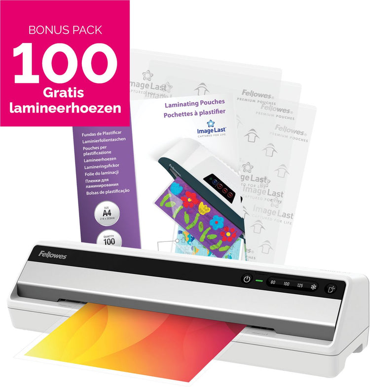 Machine à plastifier Fellowes Saturn A3 - incl. paquet de 100 pochettes de plastification (A4, 80 microns)