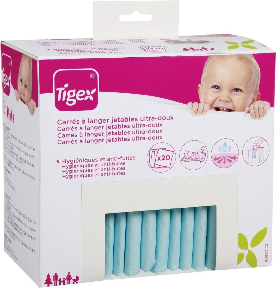 Matelas à langer jetable Tigex - 20 pièces (bleu)