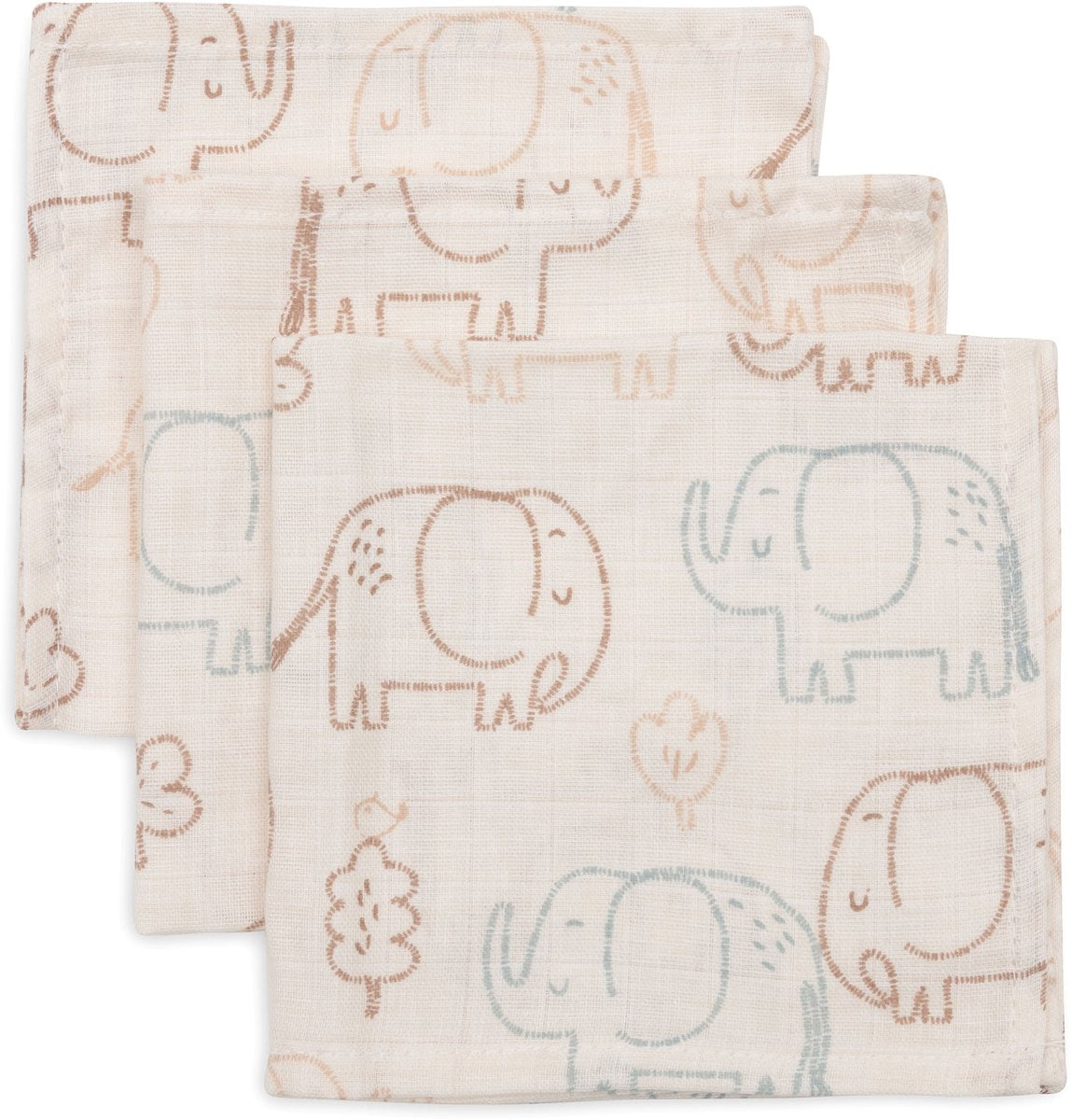 Jollein gant de bouche hydrophile basic - contes d'éléphants - 3 pièces