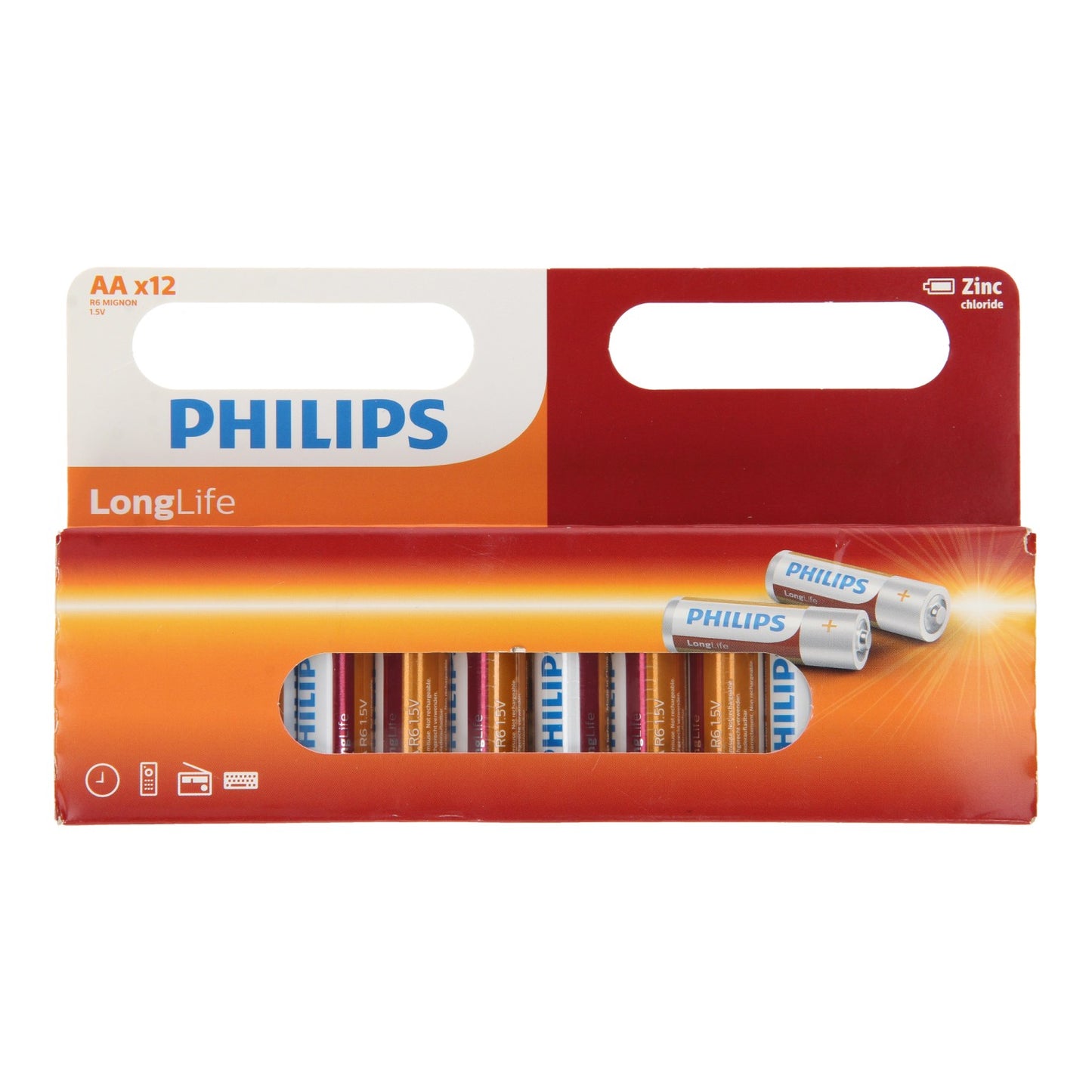 Philips Longlife Battery Zinc AA R6, 12e.