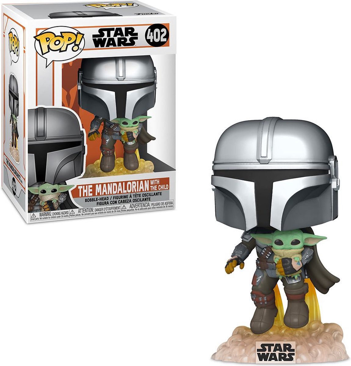 Funko pop star wars : le mandalorien volant avec jetpack et enfant - pop #402