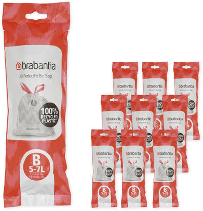 Sacs poubelle Brabantia perfectfit - 5 l - code b - 10 rouleaux x 20 pièces