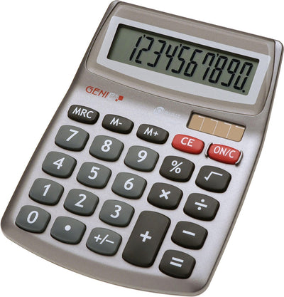 La calculatrice de bureau Genie 540 fonctionne à l'énergie solaire, sur batterie, gris nombre de positions d'affichage : 10
