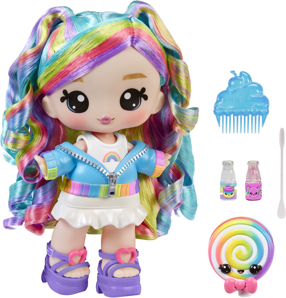 Yummiland Grande poupée + ceinture arc-en-ciel arc-en-ciel de PET à lèvres
