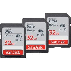 Carte mémoire Sandisk ultra 32 Go SDHC UHS-I classe 10 pack de 3