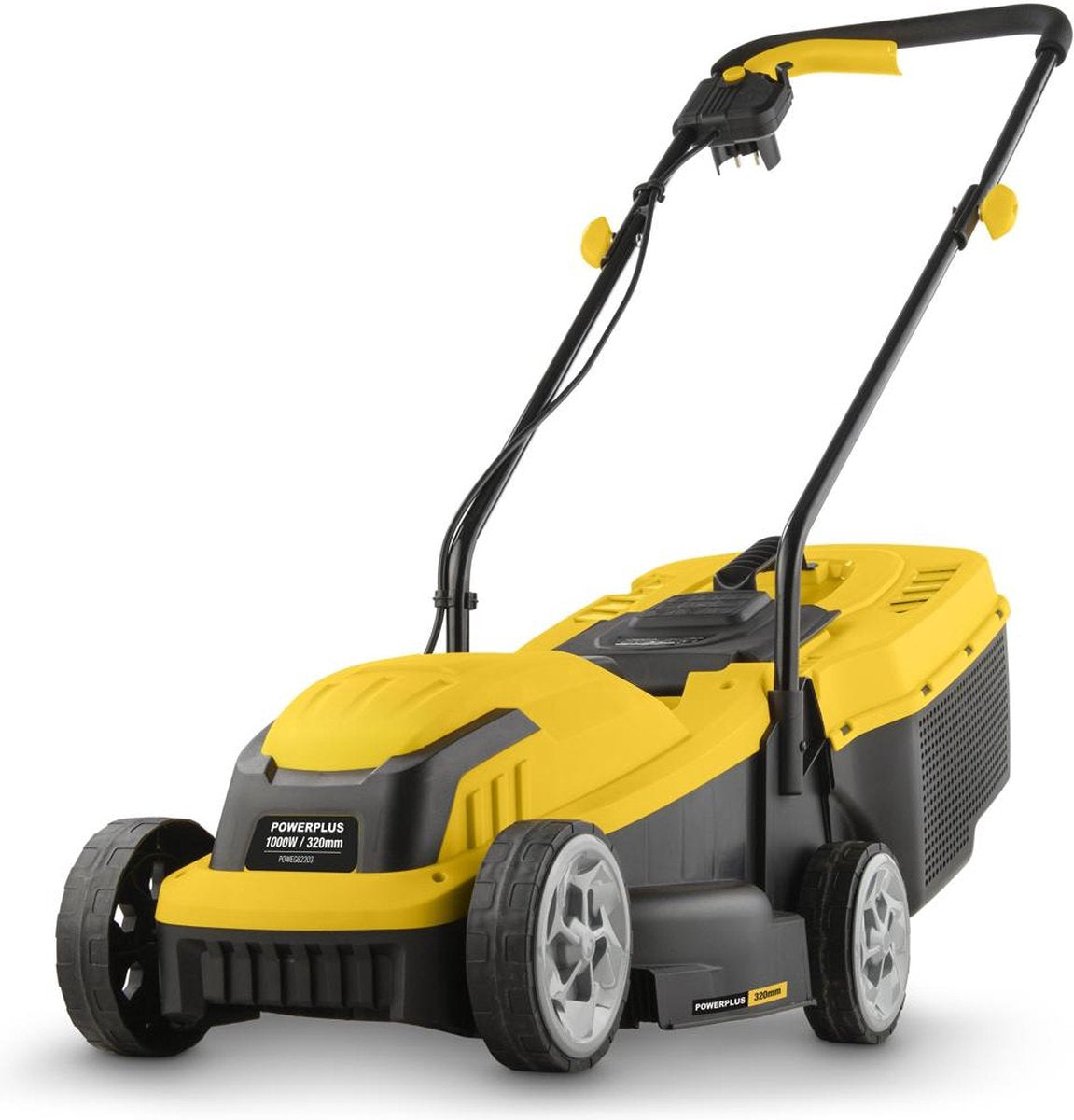 Tondeuse à gazon électrique Powerplus poweg62203 - Tondeuse à gazon 1000 w, ø 320 mm, appareil de jardin, avec système de ramassage de l'herbe et éjection arrière