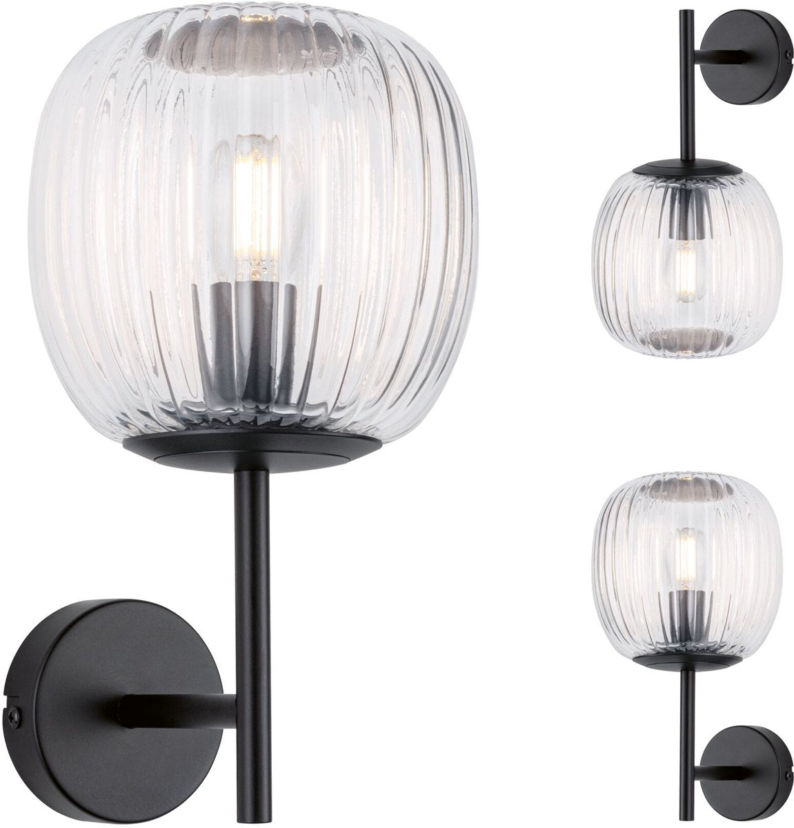 Paulmann sélection applique salle de bain ruya ip44 e14 230v max. Verre dimmable 20w, noir mat