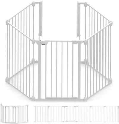 Clôture de sécurité Noma 5 panneaux - séparateur de pièce - jusqu'à 315 cm - blanc - clôture de poêle - clôture de sécurité pour cheminée