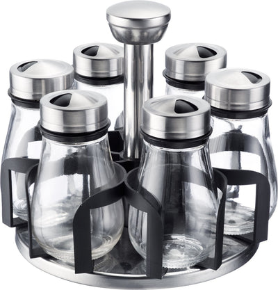 Organisateur d'épices Westmark Lisbon - set à épices pratique de 7 pièces avec carrousel, rond, rotatif avec grande poignée, pots à épices de 125 ml