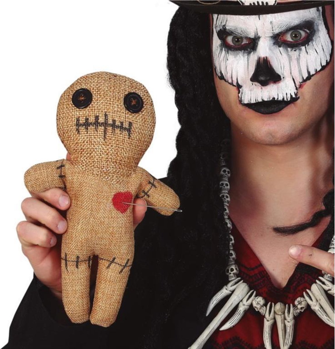 Fiestas guirca poupée vaudou en jute - 25 cm - accessoire de décoration halloween - poupées d'horreur vaudou