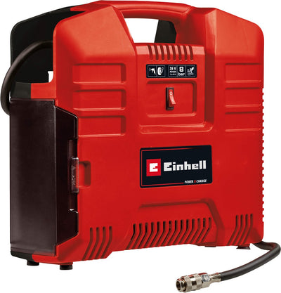 Compresseur à batterie Einhell te-ac 36 8 li ou set solo - puissance x-change - 36 v li-ion - max. 8 bar - sans huile - puissance d'aspiration 130 l min - incl. Jeu d'adaptateurs 3 pièces - excl. batterie et chargeur