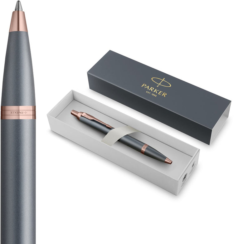 Parker dans un stylo à bille | collection touche finale | finition ardoise | moyen | bleu | emballage cadeau
