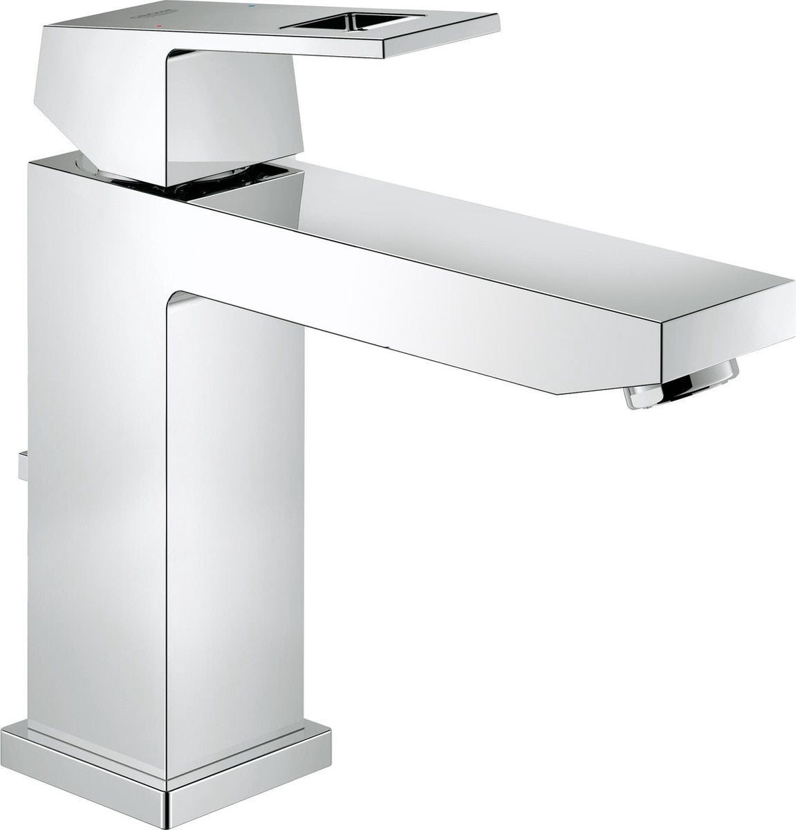 Robinet pour lavabo Grohe Eurocube - bec moyen - avec garniture de vidage - chrome - économie d'eau