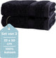 Faire taire. serviette d'invité Living Hush Living - 33×50 cm - 100% coton - qualité lourde 500g m2 - noir lot de 2