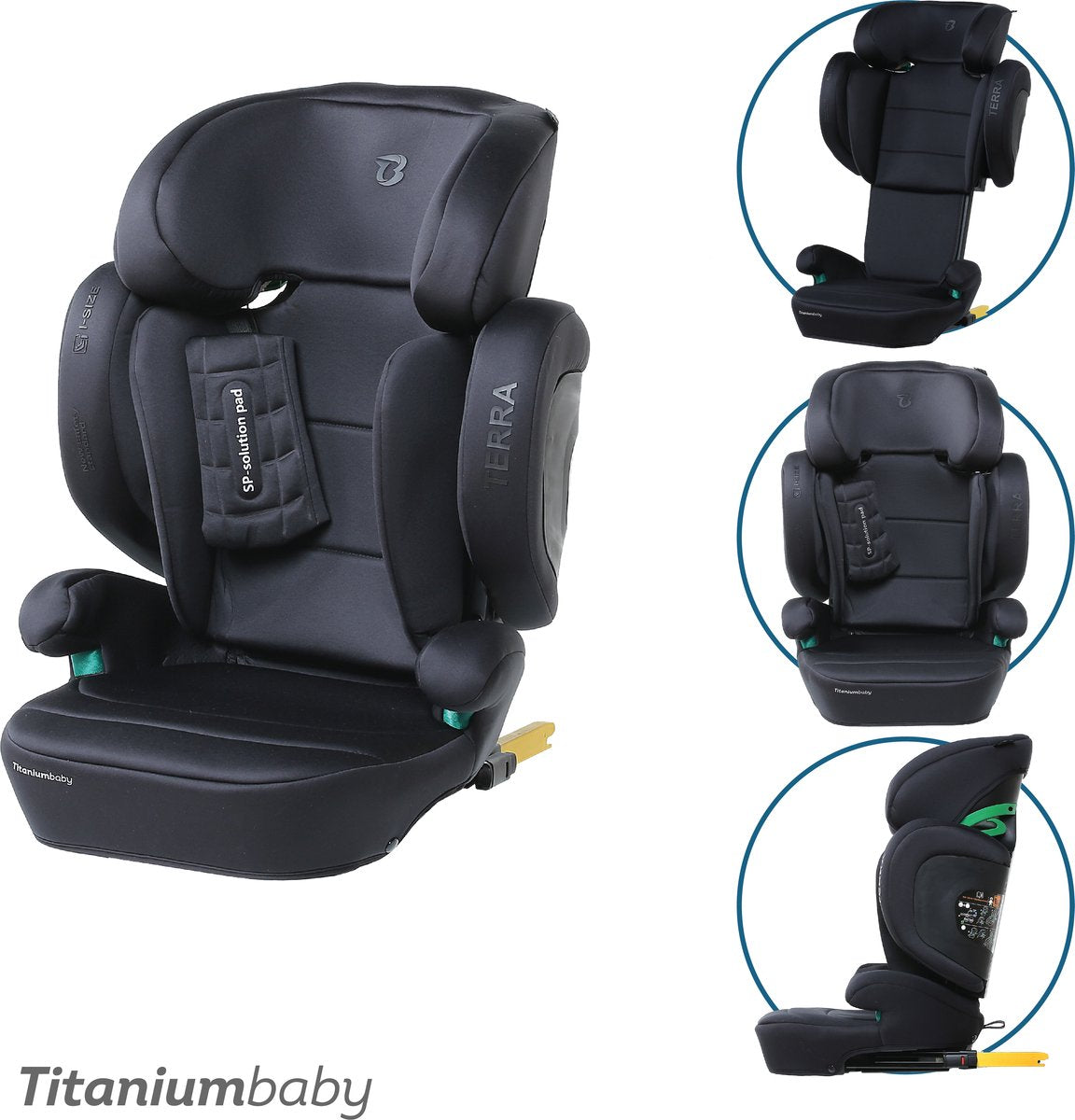 Titanium baby Siège auto bébé en titane terra i taille 100-150 cm - noir