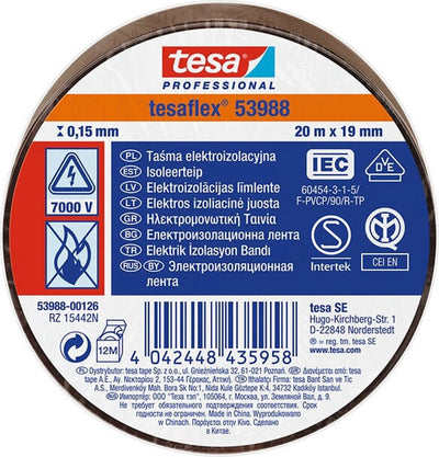 Tesa professional 1064608 - ruban PVC souple tesa 20m:19mm marron | 20 pièces