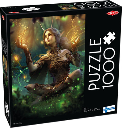 Tactic Moonlit Fairy – Puzzle – 1000 pièces – Fée magique de la forêt la nuit – Illustration fantastique enchanteresse – Haute qualité scandinave