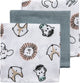 Lingettes buccales Meyco pour bébé animal - paquet de 3 - hydrophiles - multicolore - 30x30cm