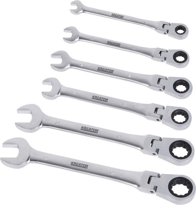 Kreator krt500014 jeu de clés polygonales à cliquet flexibles - 6 pièces - dans un support en plastique