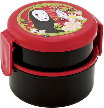 Skater Ghibli - Chihiro : le voyage de Chihiro - boîte à lunch à deux couches de forme ronde sans visage rouge foncé