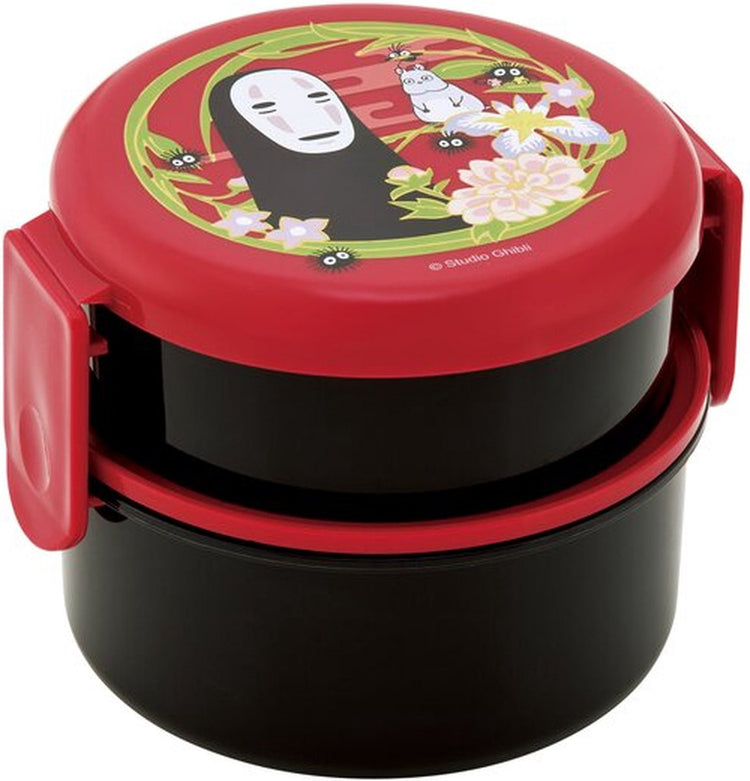 Skater Ghibli - Chihiro : le voyage de Chihiro - boîte à lunch à deux couches de forme ronde sans visage rouge foncé