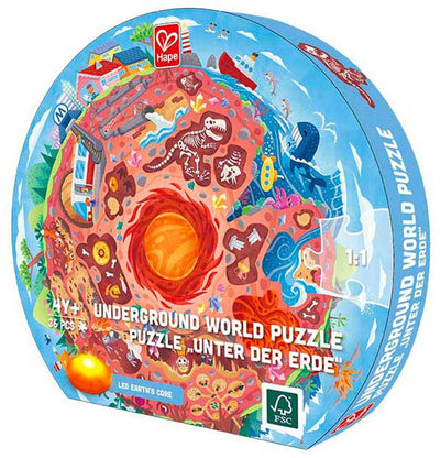 Puzzle du monde souterrain Hape avec lumière - 36 pcs.