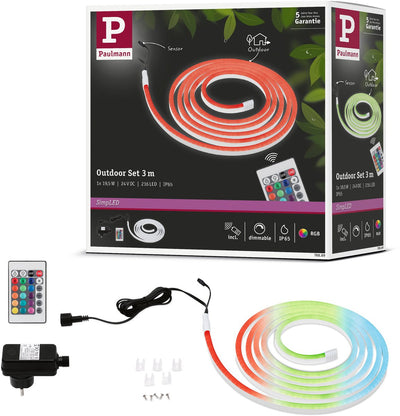 Paulmann bande led extérieure simple 3 mètres rgb - kit plug play - 19,5w - 24v - blanc - plastique