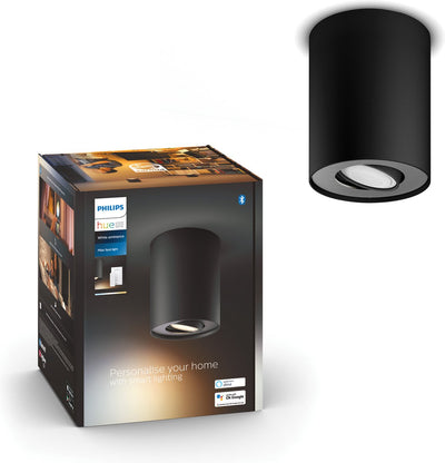 Spot en saillie Philips Hue Pillar - lumière blanc chaud à froid - 1 spot - noir - 1 variateur - gu10
