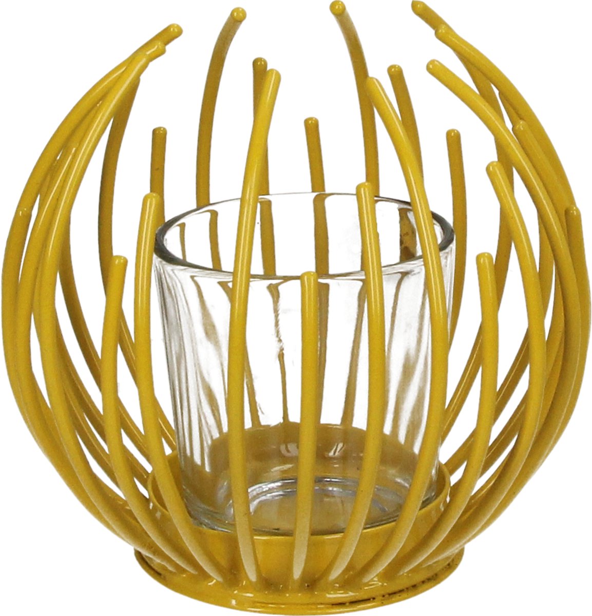 Bougeoir collection Hd fer jaune 11x11x11cm