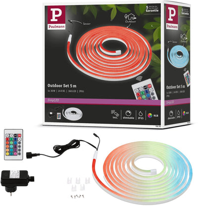 Paulmann bande led extérieure simple 5 mètres rgb - kit plug play - 30w - 24v - blanc - plastique