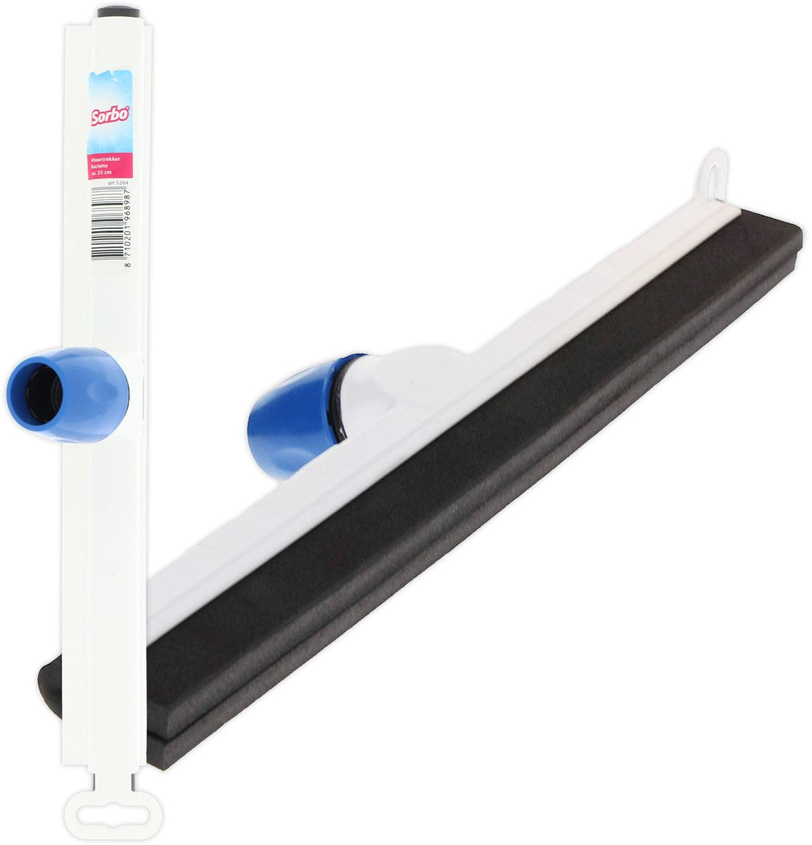 Raclette de sol Sorbo 45 cm – plastique blanc avec bord en caoutchouc mousse – idéale pour salle de bain et cuisine