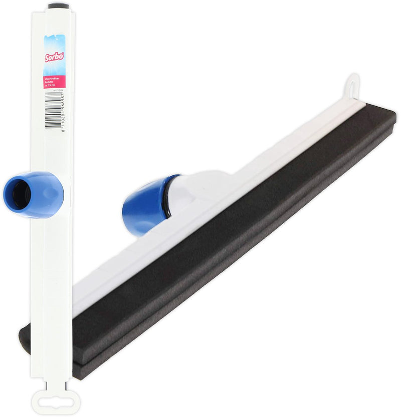 Raclette de sol Sorbo 45 cm – plastique blanc avec bord en caoutchouc mousse – idéale pour salle de bain et cuisine