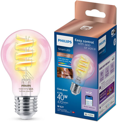 Philips led philips smart Lighting - lampe à filament - éclairage LED intelligent - lumière colorée et blanche - e27 - transparent - 40w - wi-fi