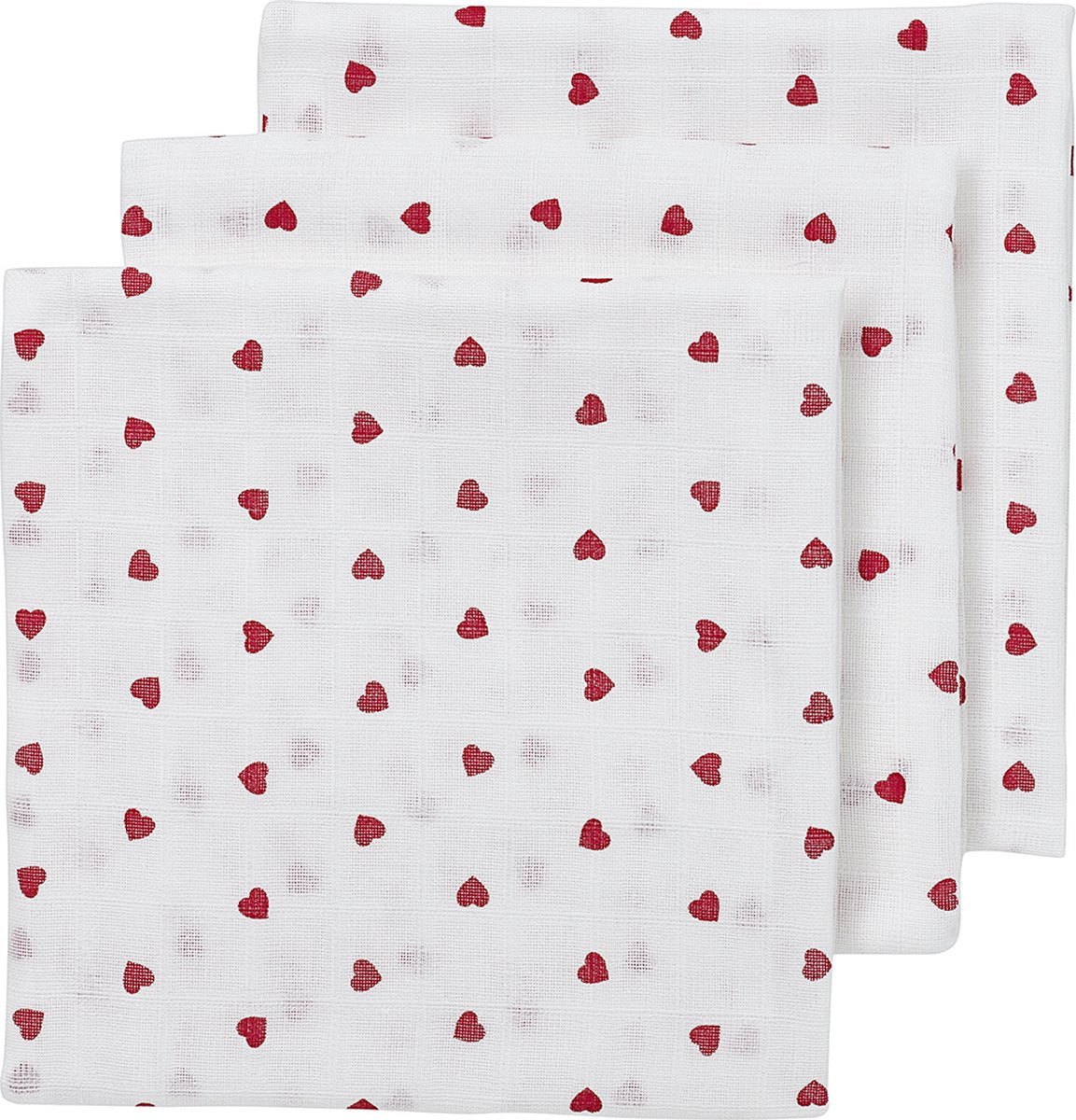 Lingettes hydrophiles Meyco baby sweet heart - paquet de 3 - rouge - 70x70cm
