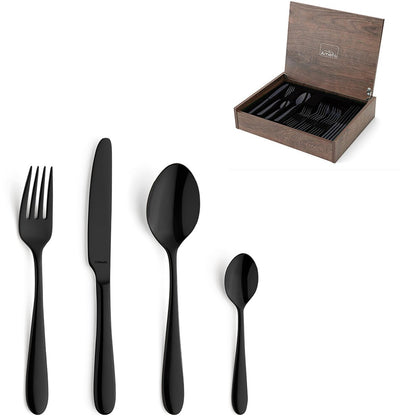 Amefa Oxford - Ménagère 24 pièces - pour 6 personnes - brillant - noir - dans un luxueux coffret en bois